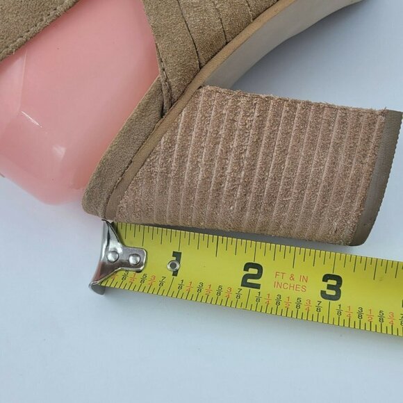 Matisse Mummy Sling Tan Suede Slingback Peep Toe 3" Block Heel Bootie Size 7M - Picture 10 of 11
